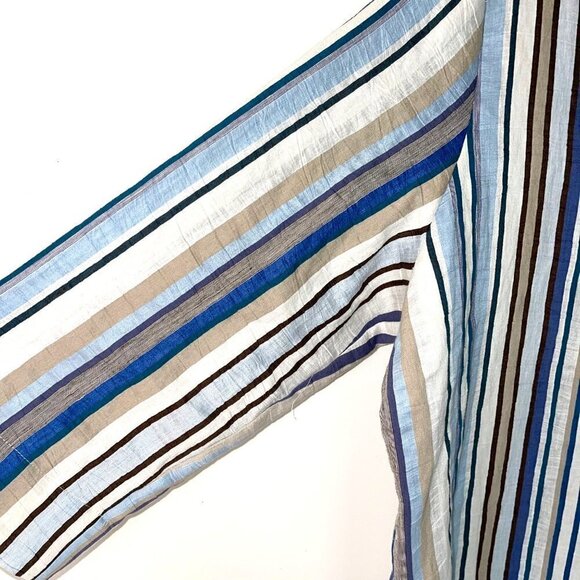 Marina Sport Diabese Tunic Womens Size 14 Striped Linen Blend Button Front Slits - Picture 3 of 13